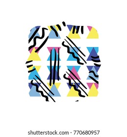 quadrate with geometric memphis style background