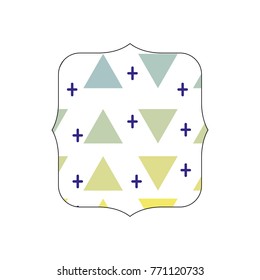 quadrate with memphis style geometric design background