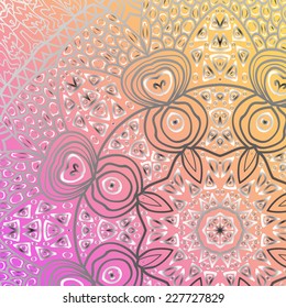Quadrate purple yellow ornament for design and background