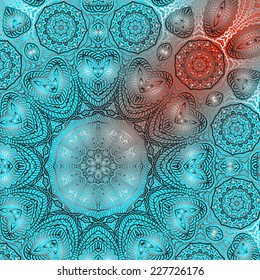 Quadrate red blue ornament for design and background