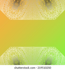 Quadrate yellow and green card with patterns for design