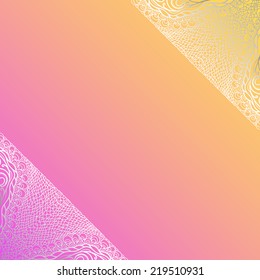 Quadrate yellow and purple card with patterns for design
