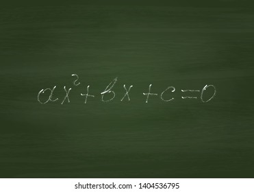Quadratic equation on a green chalk Board, vector illustration