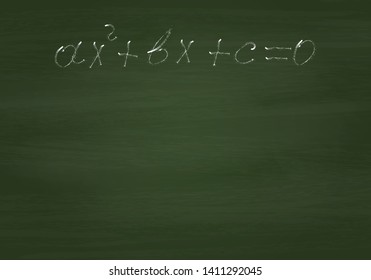 Quadratic equation on a green chalk Board, vector illustration