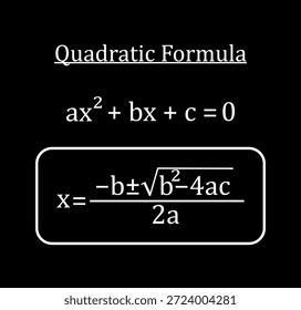 Quadratic formula in math. Vector illustration.