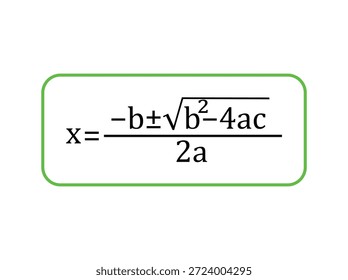 Fórmula quadrática em matemática. Ilustração vetorial.