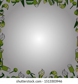 Quadratic frames doodles. Picture in white, black and green colors. Seamless. Vector.