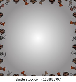 Quadratic frames doodles. Seamless. Vector. Picture in orange, white and black colors.