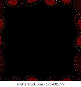 Quadratic frames doodles. Vector. Picture in brown, red and black colors. Seamless.