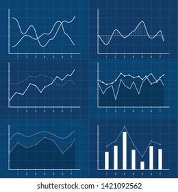 Quadratic function in the coordinate system. Line graph on the grid. Blue blackboard.