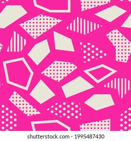 Quadrilateral jumble shape memphis style seamless vector pattern design
