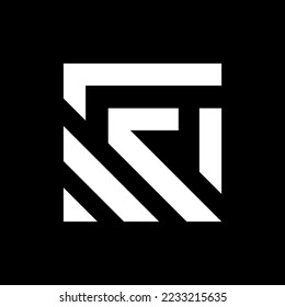 Quadrilateral logo design vector with art in black and white color