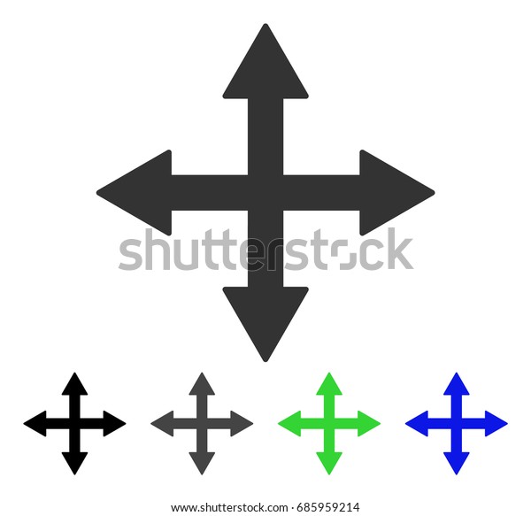 Quadro Arrows flat vector icon. Colored quadro\
arrows gray, black, blue, green icon versions. Flat icon style for\
application design.