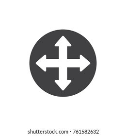 Quadro four directions arrows icon vector, filled flat sign, solid pictogram isolated on white. Fullscreen symbol, logo illustration.