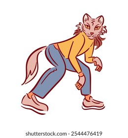 Quadrobics combines imaginative workouts, integrating nature-themed exercises with urban fitness trials. This dynamic approach promotes energy, health, and a vibrant lifestyle. Vector illustration.