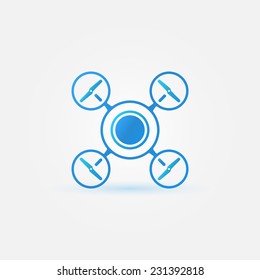 Quadrocopter blue vector icon - drone logo
