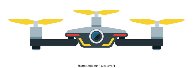 Quadrocopter With Camera Drone vector icon flat isolated.