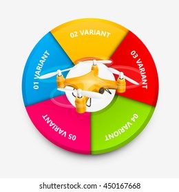 Quadrocopter circle infographics. Quadrocopter icon 3d. Vector infographic illustration
