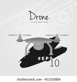 Quadrocopter, drone, copter vector illustration. Vintage design for banner template, poster.