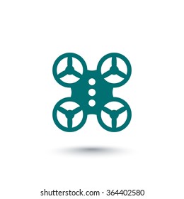 Quadrocopter, drone icon isolated over white, vector illustration