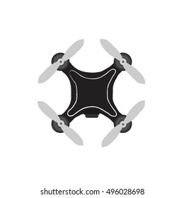 Quadrocopter, drone icon isolated over white, vector illustration