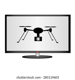 Quadrocopter drone in tv . icon. vector design