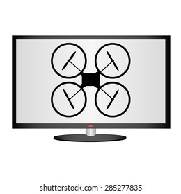 Quadrocopter drone in tv . icon. vector design