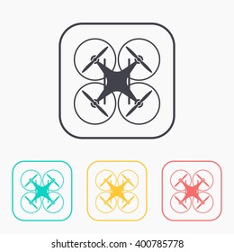 quadrocopter drone vector color icon set 