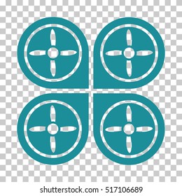 Quadrocopter EPS vector pictogram. Illustration style is flat iconic soft blue symbol.