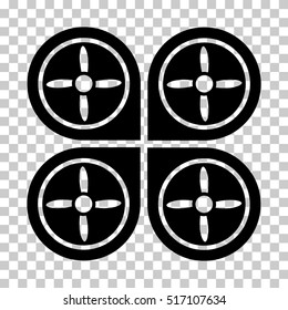 Quadrocopter EPS vector pictograph. Illustration style is flat iconic black symbol.