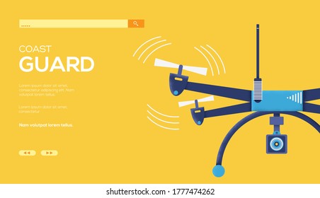 quadrocopter flyer, magazines, poster, book cover, banners. Place for text, place for copying. Layout illustration modern slider page. Grain texture and noise effect.