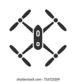 Quadrocopter glyph icon. Silhouette symbol. Drone. Negative space. Vector isolated illustration