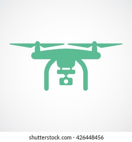 Quadrocopter Green Flat Icon On White Background