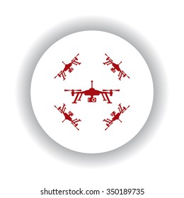 Quadrocopter icon, red isolated white background