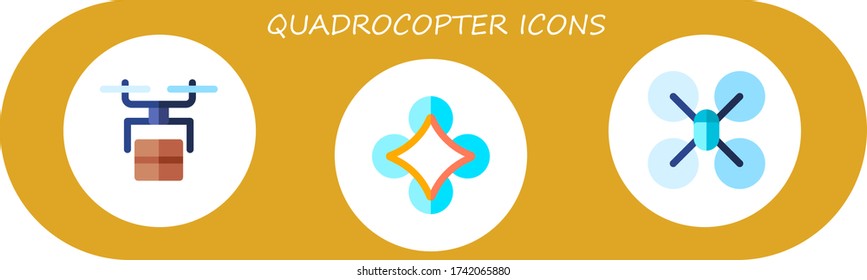 quadrocopter icon set. 3 flat quadrocopter icons. Included drone icons