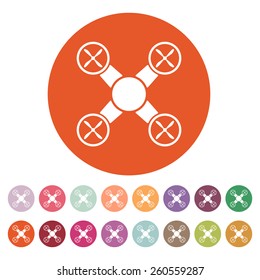 The quadrocopter icon. Quadrocopter symbol. Flat Vector illustration. Button Set