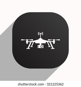 Quadrocopter. icon. vector design, black button for Mobile Applications