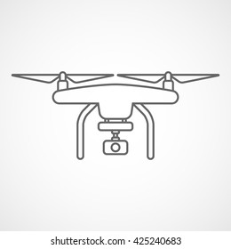 Quadrocopter Line Icon On White Background