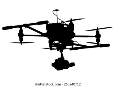 Quadrocopter with photo equipment on a white background