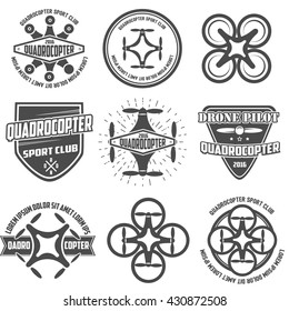 Quadrocopter set emblems vector