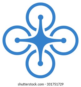 Quadrocopter vector icon. Style is flat symbol, cobalt color, rounded angles, white background.