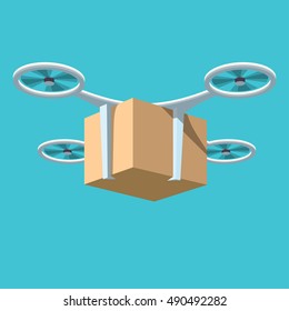Quadrocopters delivery, Vector illustration in flat, cartoon style isolated from the background, EPS 10