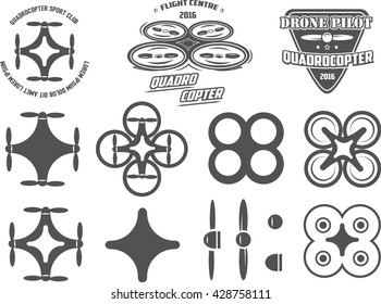  Quadrocopters set of illustrations vector