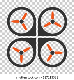 Quadrotor EPS vector pictogram. Illustration style is flat iconic bicolor orange and gray symbol.