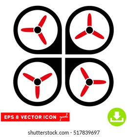 Quadrotor EPS vector pictogram. Illustration style is flat iconic bicolor intensive red and black symbol on white background.