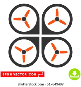 Quadrotor EPS vector pictograph. Illustration style is flat iconic bicolor orange and gray symbol on white background.