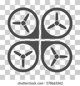 Quadrotor icon. Vector illustration style is flat iconic symbol, gray color, transparent background. Designed for web and software interfaces.