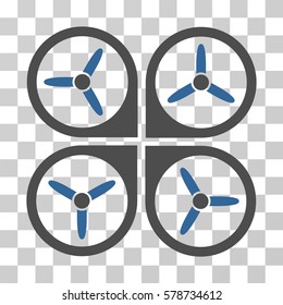 Quadrotor icon. Vector illustration style is flat iconic bicolor symbol, cobalt and gray colors, transparent background. Designed for web and software interfaces.