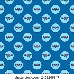 Quadrotor inside Circle vector Drone concept colored seamless pattern