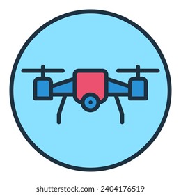 Quadrotor inside Circle vector Drone concept colored round icon or logo element